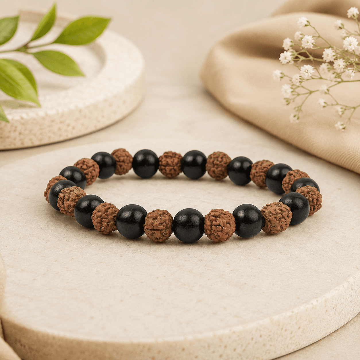 Healing Harmony Rudraksha Karungali Bracelet 8mm