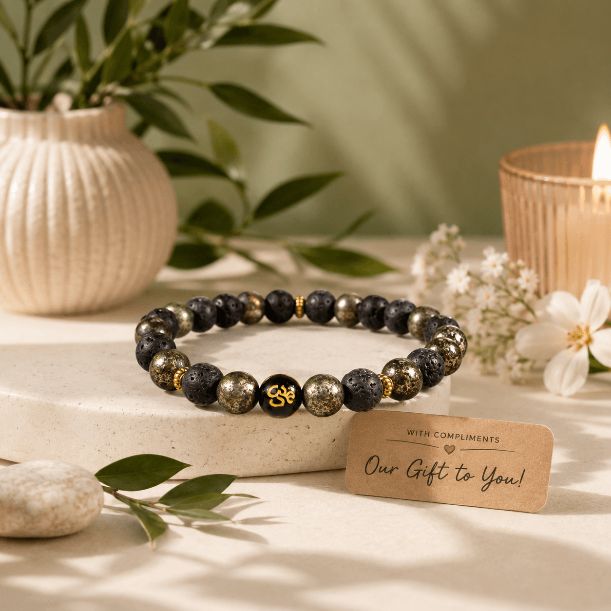 Wealth Manifestation Pyrite Bracelet Set with Selenite Plate