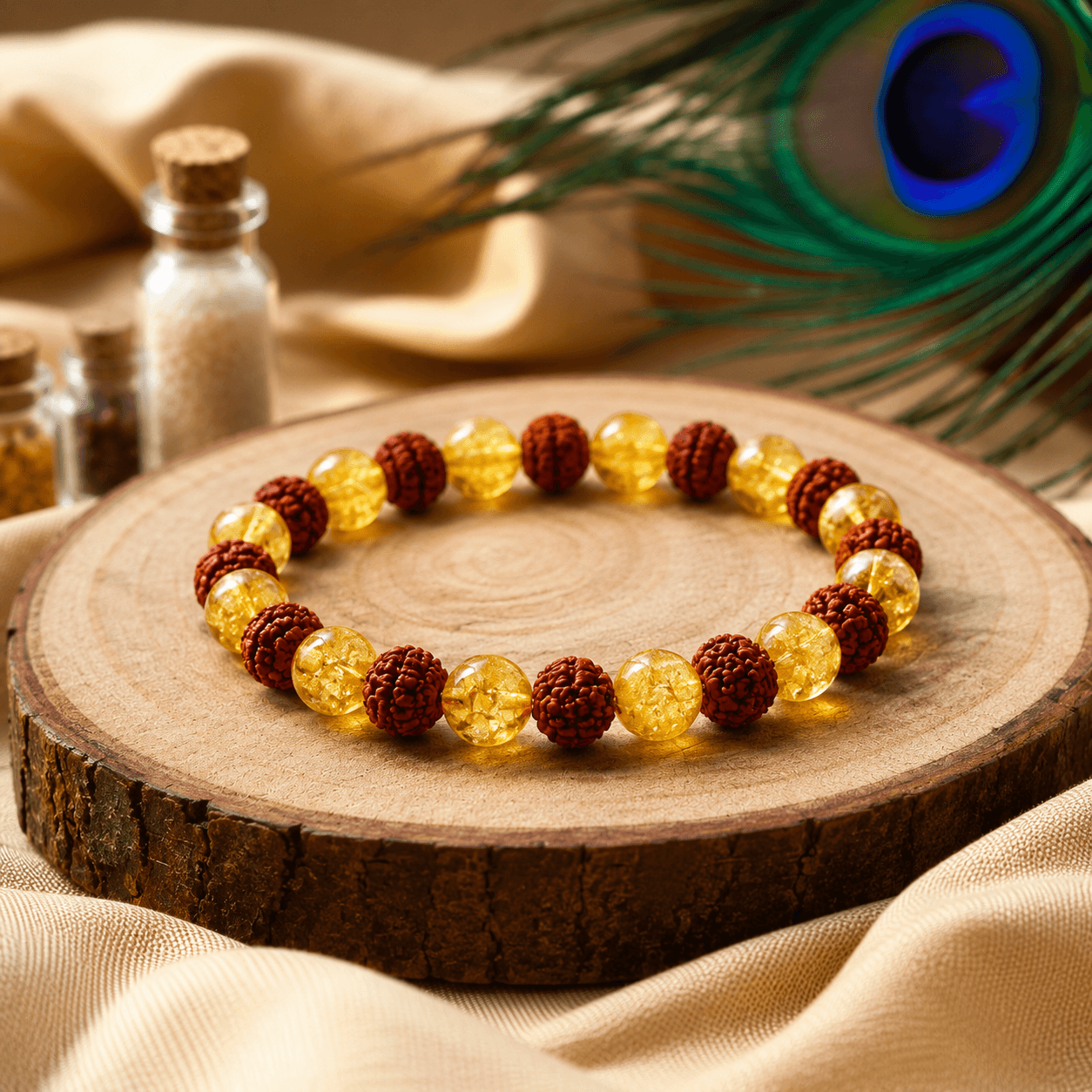 Citrine & Rudraksha Harmony Bracelet – 8MM