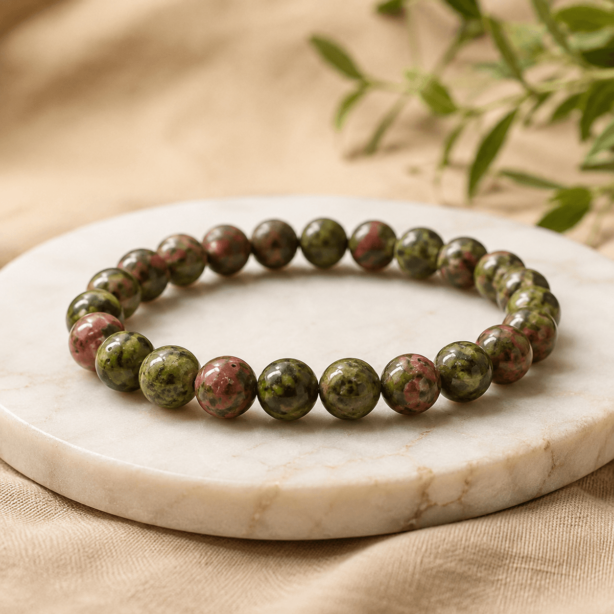 Unakite Gemstone Bracelet – 8 MM (Emotional Healing & Balance)