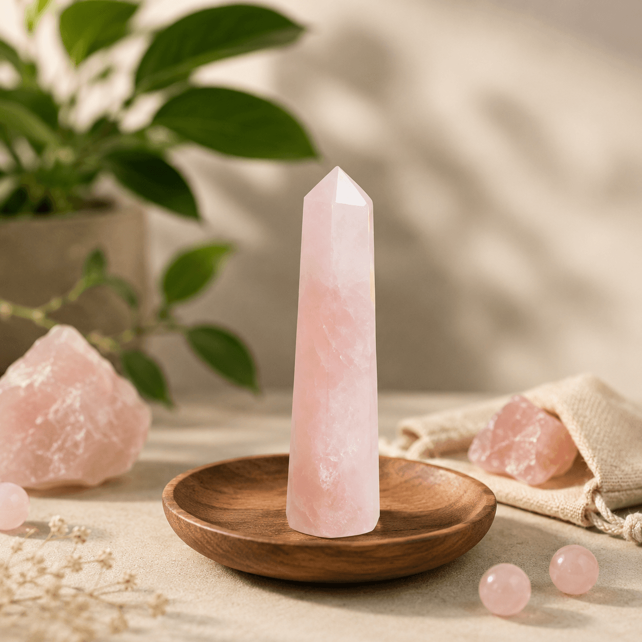 Emotional Harmony Rose Quartz Tower