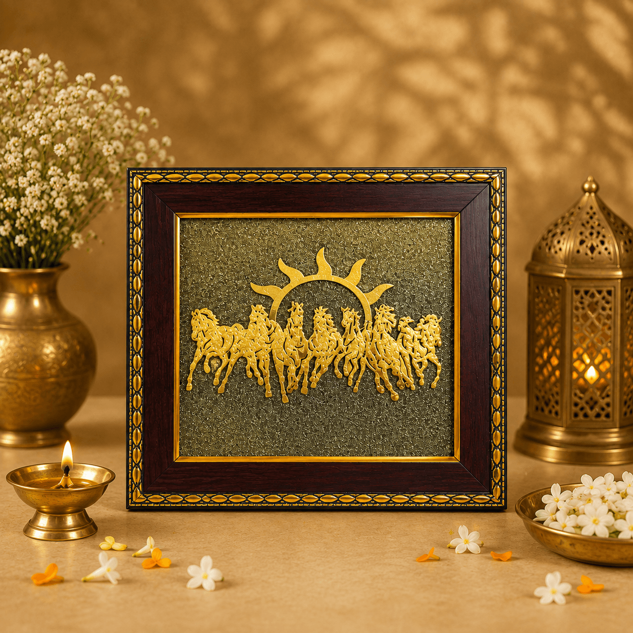 Wealth Harmony Combo – 7 Horses & Protective Pyrite Tortoise
