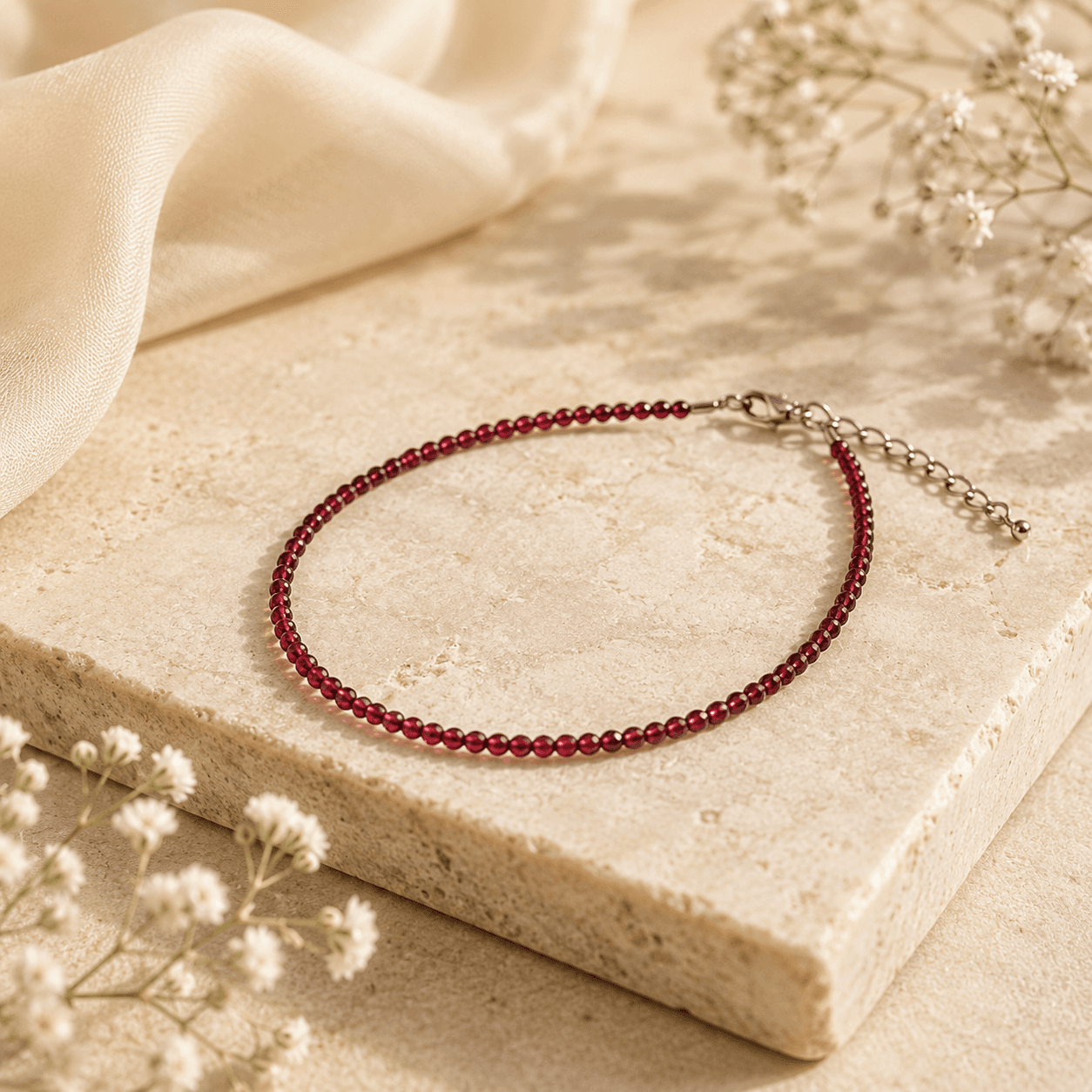 Garnet Anklet: Strength and Balance