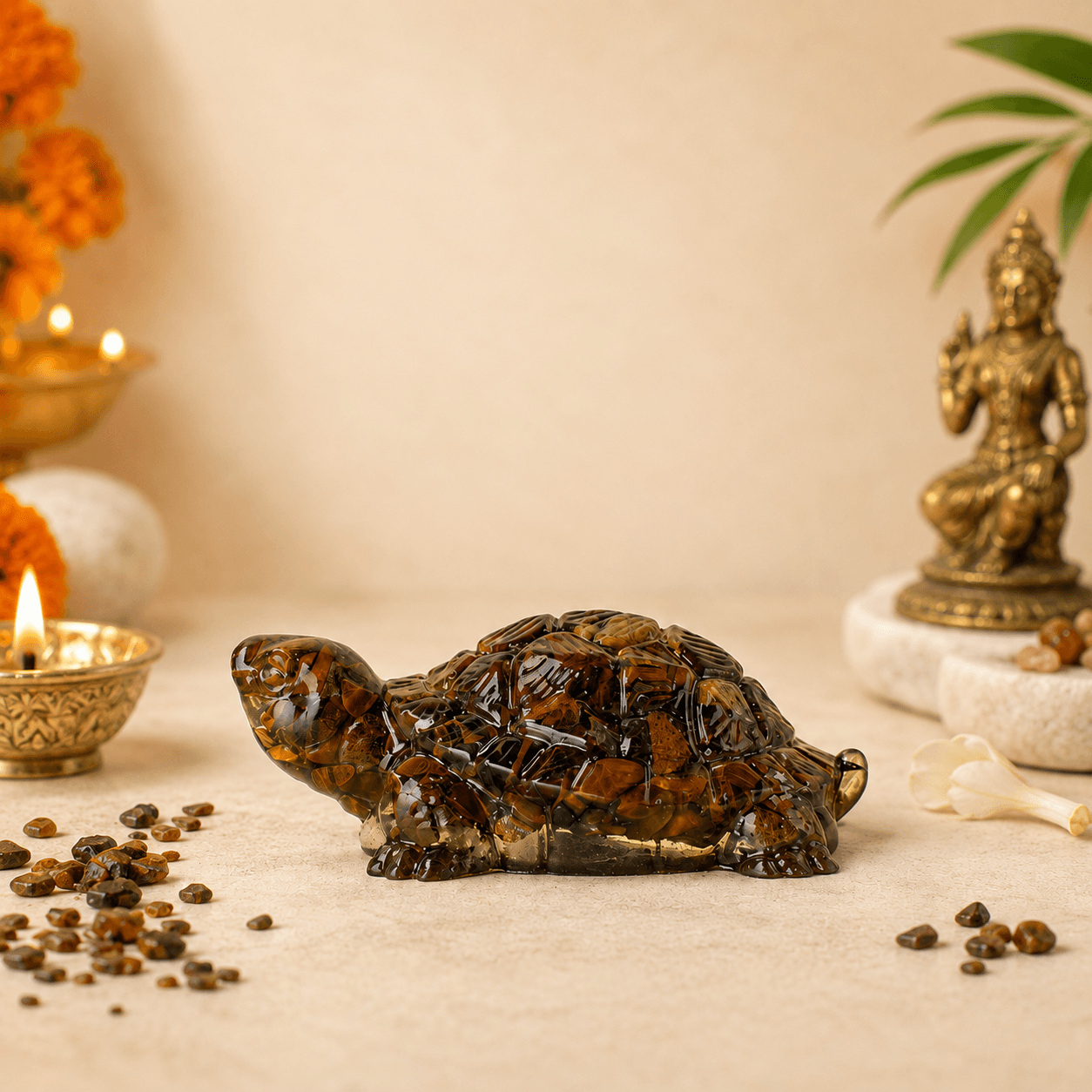 Vastu Tiger Eye Tortoise Figurine