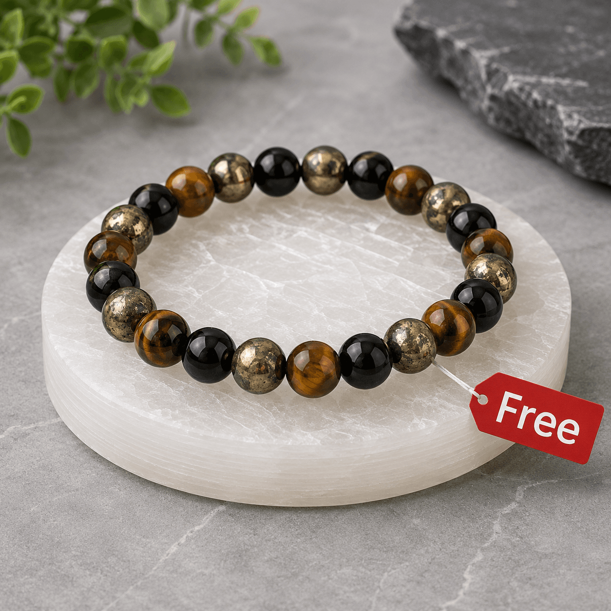 Positive Energy Bracelet with Free Raw Selenite Plate
