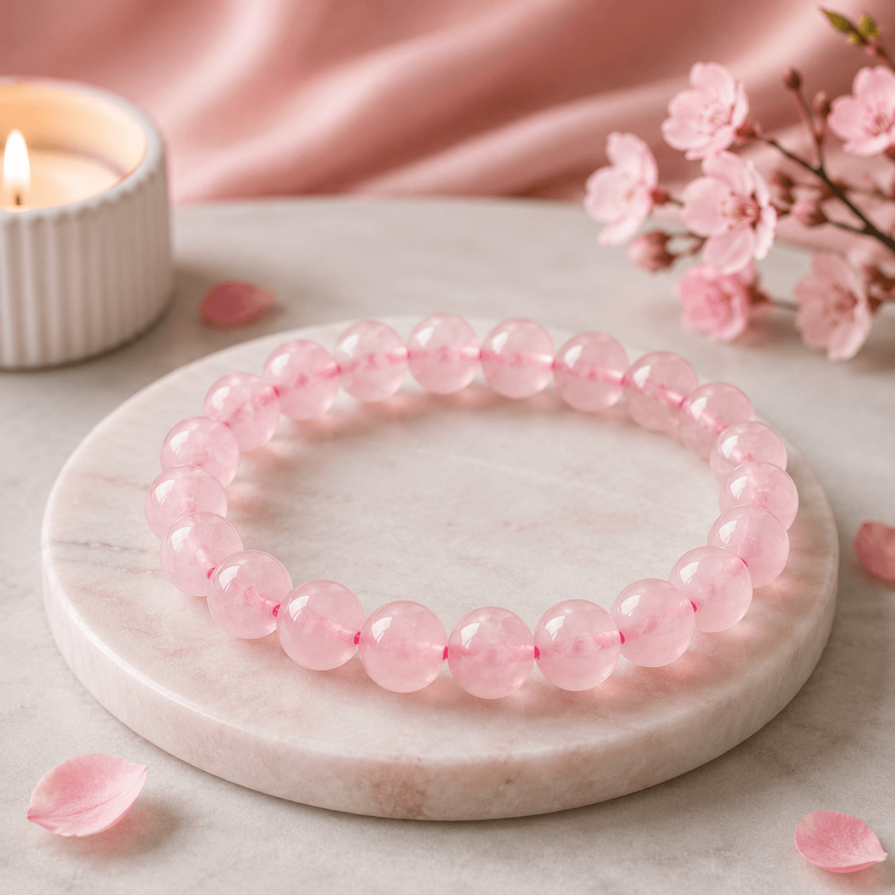 Elegant Rose Quartz Bracelet - 6mm Beads for Women