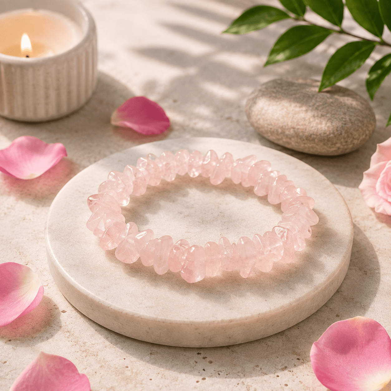 Rose Quartz Chip Bracelet - Embrace Tranquility