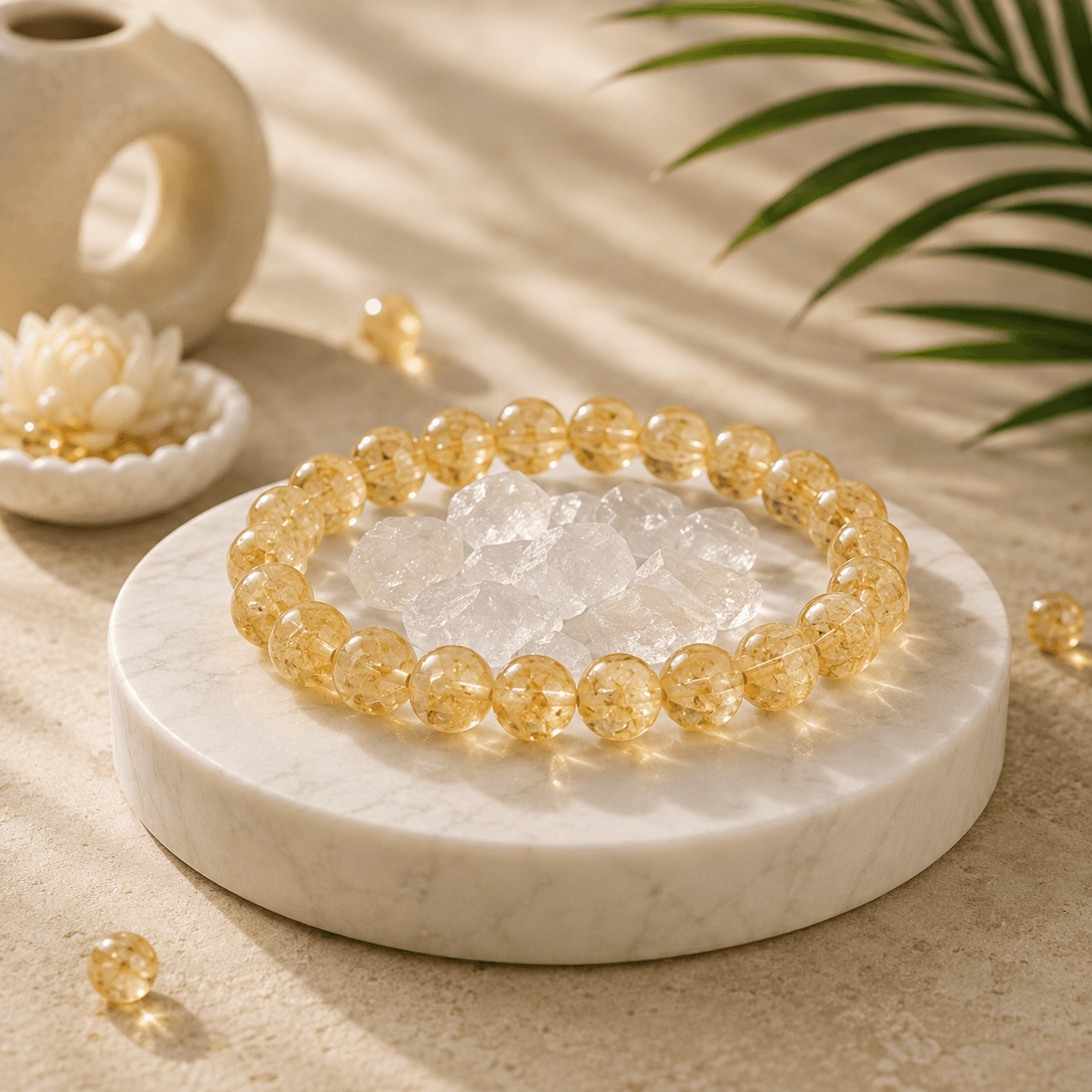 Citrine Prosperity Bracelet with Complimentary Raw Selenite Plate