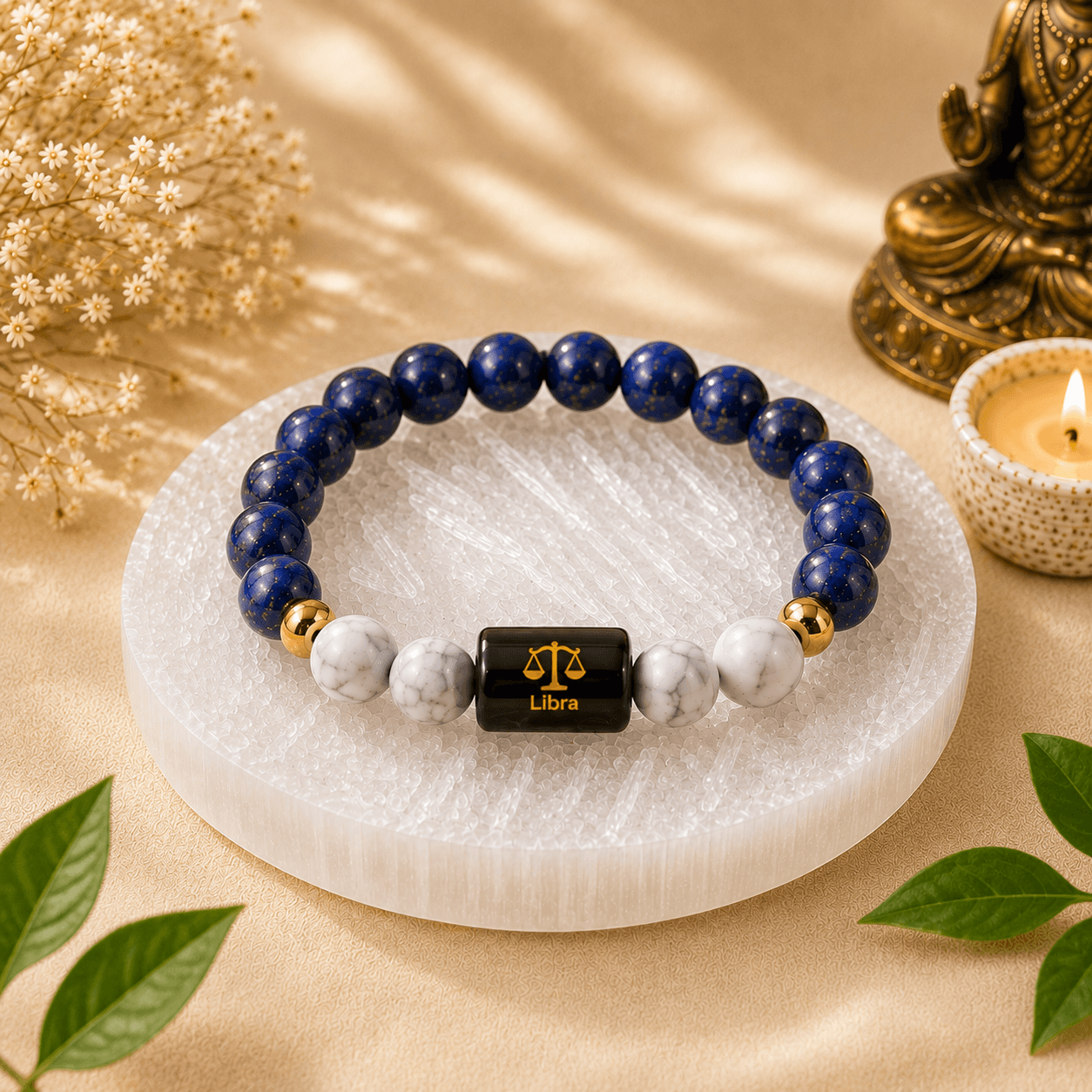 Libra Zodiac Lapis Lazuli and Howlite Harmony Bracelet