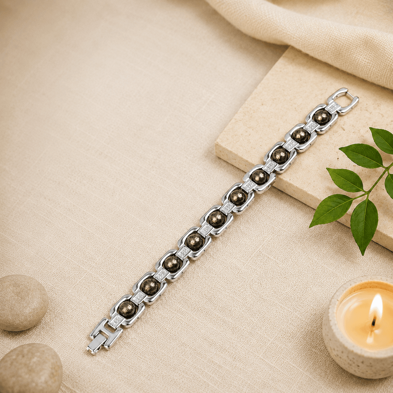 Raw Pyrite Bracelet in Silver Metal