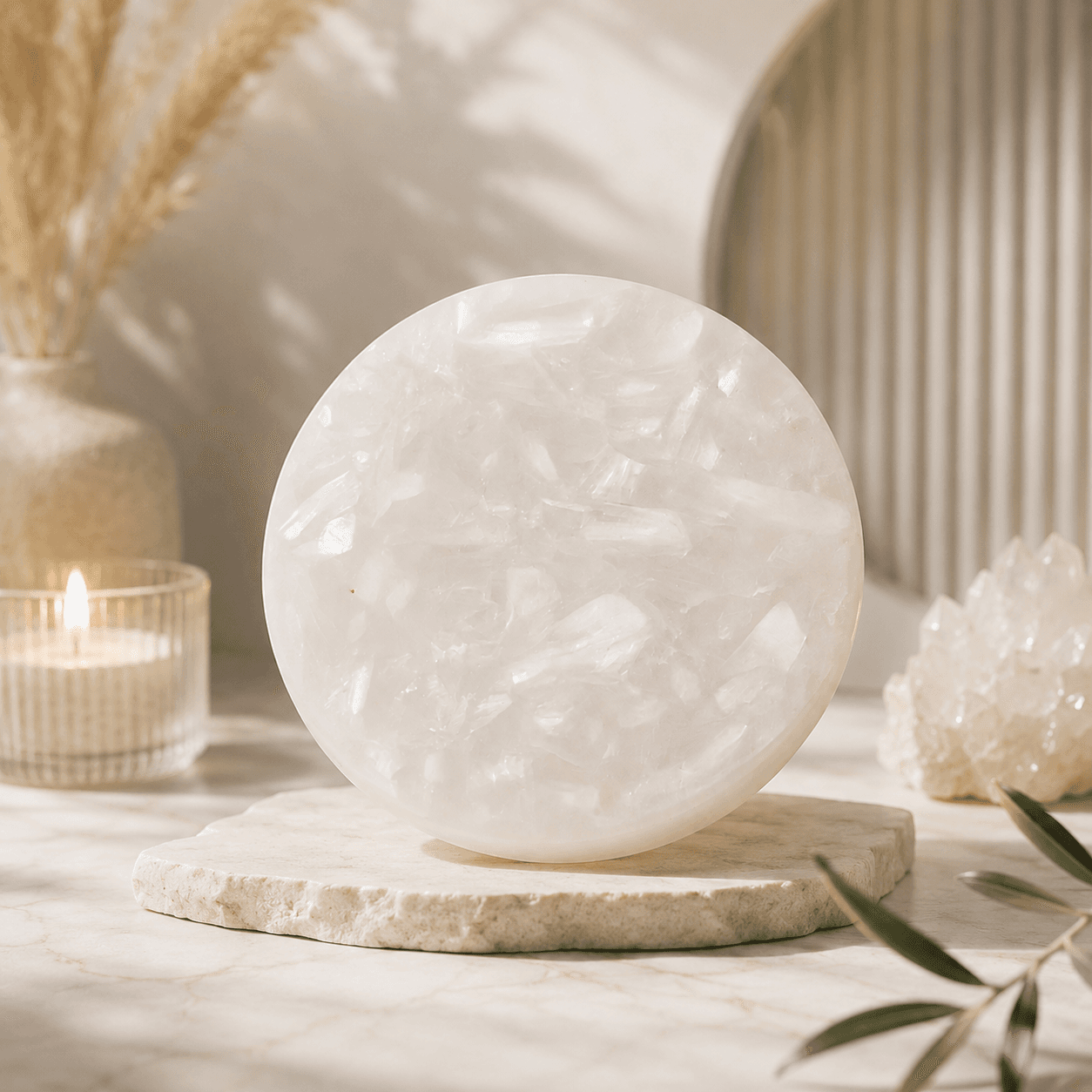 Raw Selenite Plate for Wealth, Prosperity & Vastu