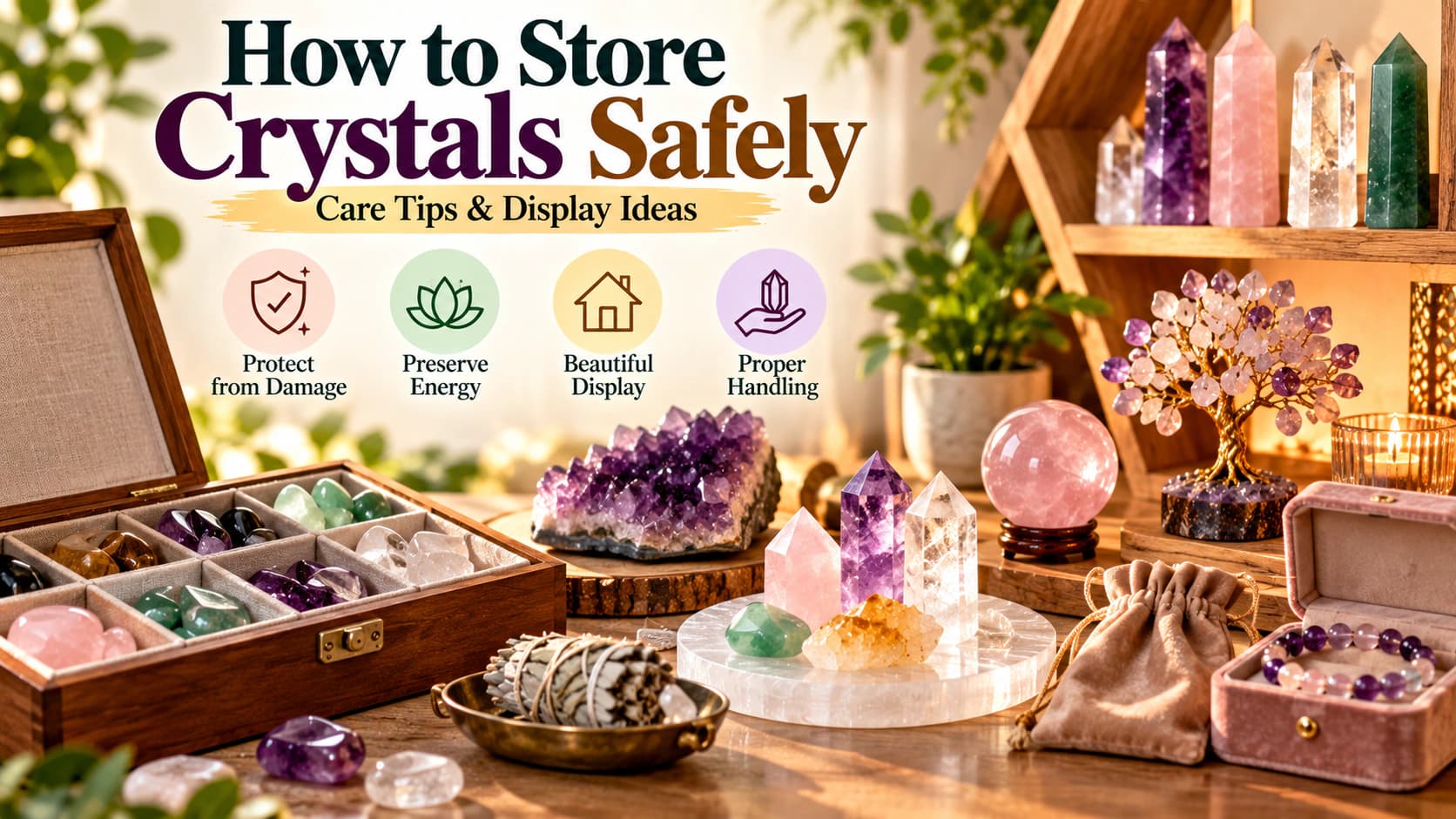 How to Store Crystals Safely: Display, Handling & Care Tips