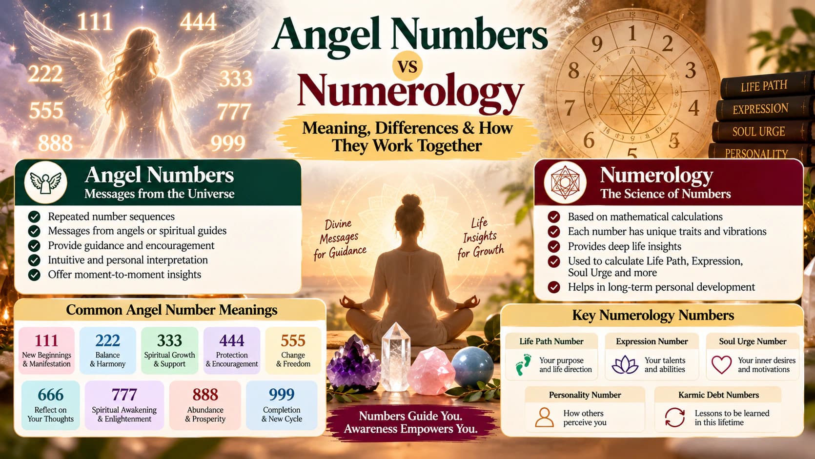 Angel Numbers vs Numerology: Meaning, Differences & Insights