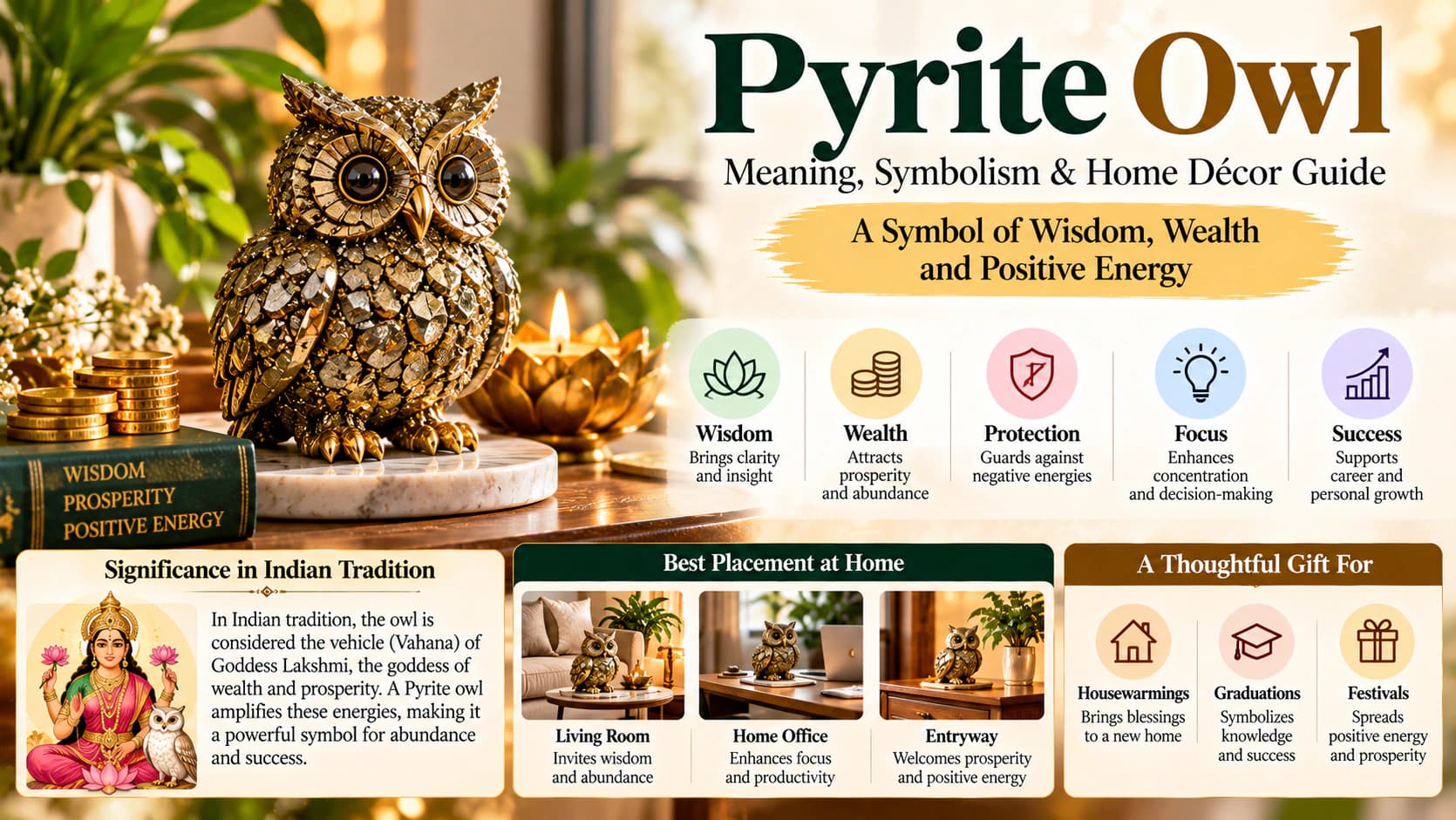 Pyrite Owl Meaning: Symbolism of Wisdom, Wealth & Décor Ideas