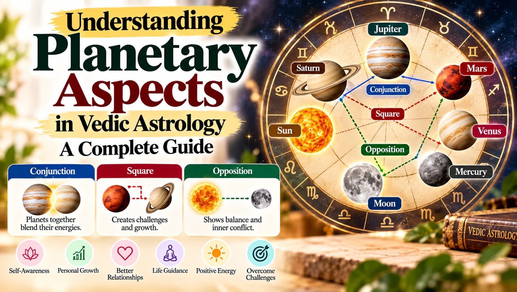 How to Read Planetary Aspects in Vedic Astrology: Conjunctions, Squares & Oppositions