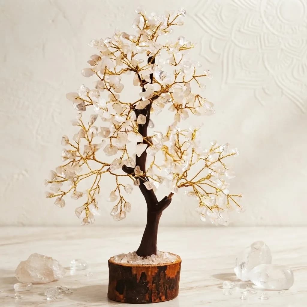 Clear Quartz Crystal Tree with 300 Beads for Energy Clarity