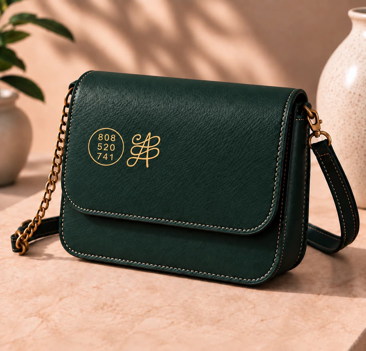 Dark Green Zibu Wealth Symbol Women’s Sling Bag