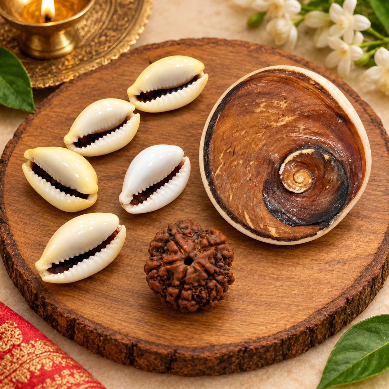 Gomti Chakra and 5 Kodiya Combo Free Rudraksha for Spiritual Pooja