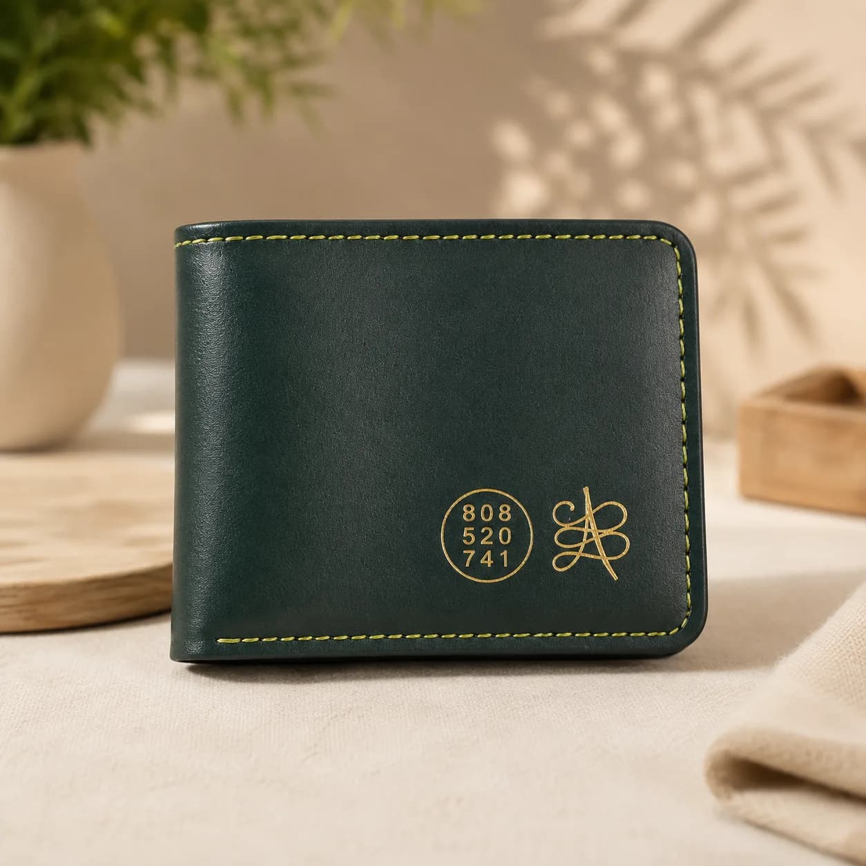 Forest Green Money Magnet Gents Wallet with bifold design and wealth symbol.