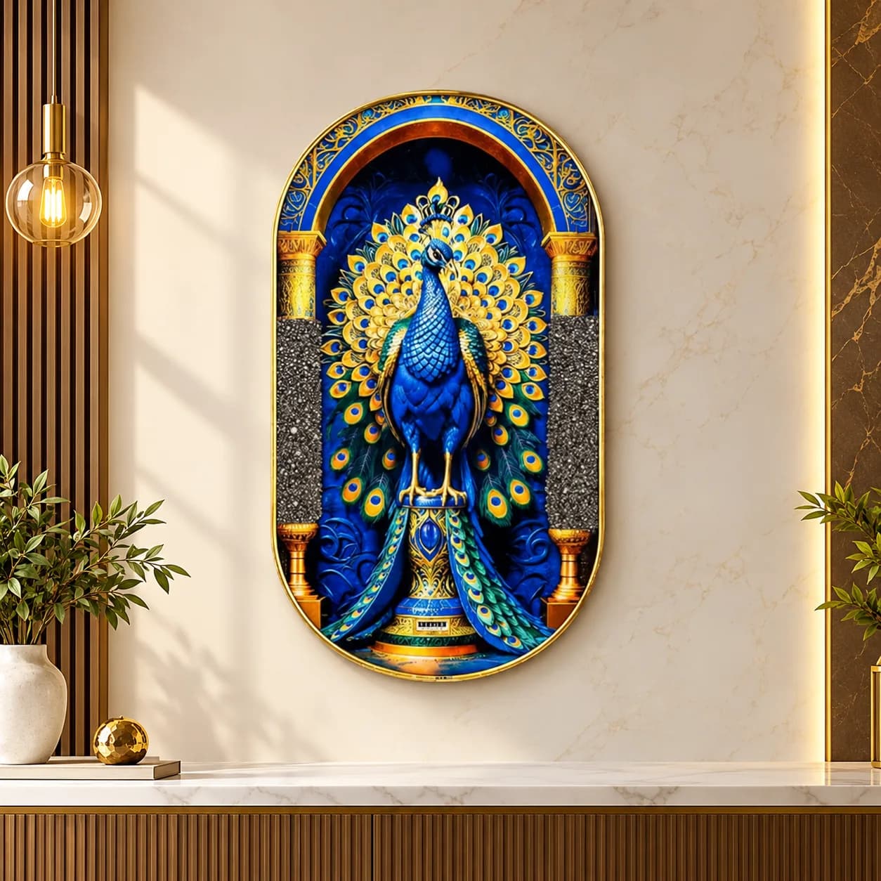 Pyrite Peacock Frame, 30x22 cm, genuine Pyrite material